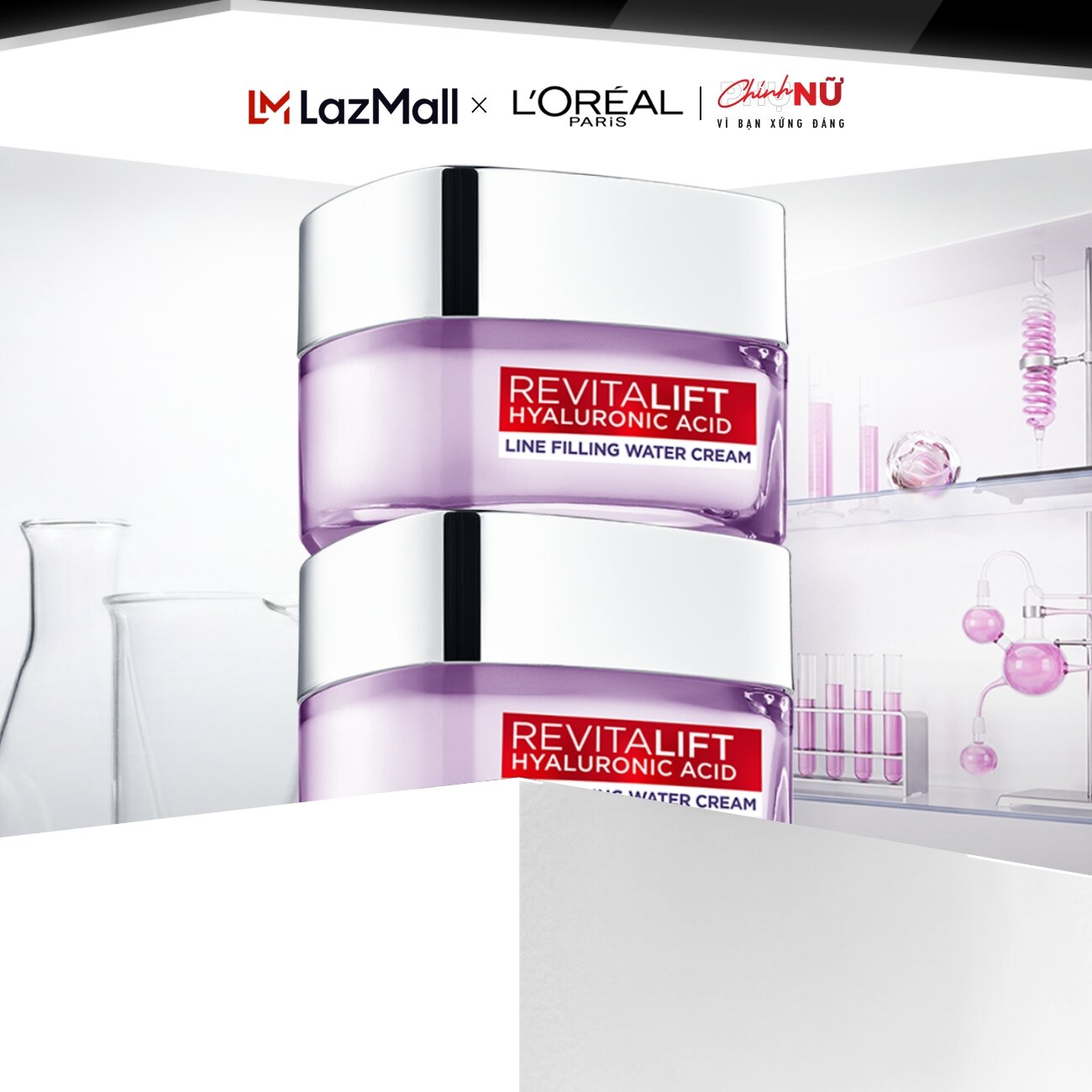 Bộ 2 kem dưỡng siêu cấp ẩm  giảm nếp nhăn L'Oreal Paris Revitalift Hyaluronic Acid 50ml