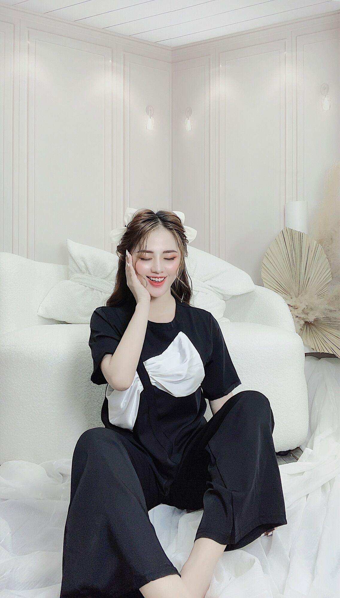 Set Bộ lụa mango phối nơ ngực hot chất lụa mango - set bộ cho nữ free size 40-60kg