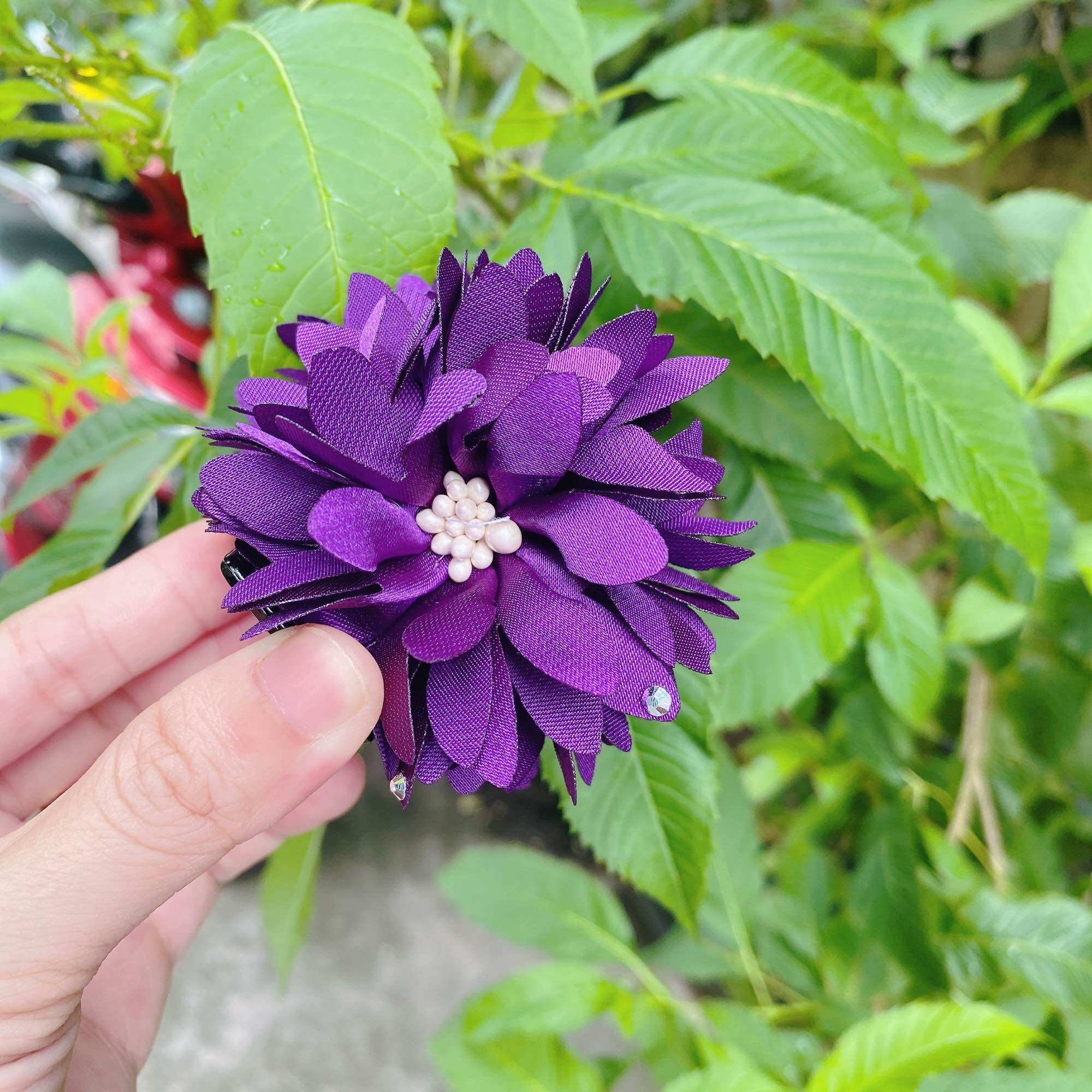 Mẫu mới_ Gắp tóc đính hoa vải sang trọng cho nữ