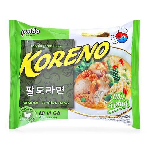 [ Thùng 24 Gói ] - Mì Koreno 100gr Đủ Vị ( Kimchi , Bò Cay , Tôm , Gà , Bò ) - Mì Ăn Liền Hàn Quốc Koreno
