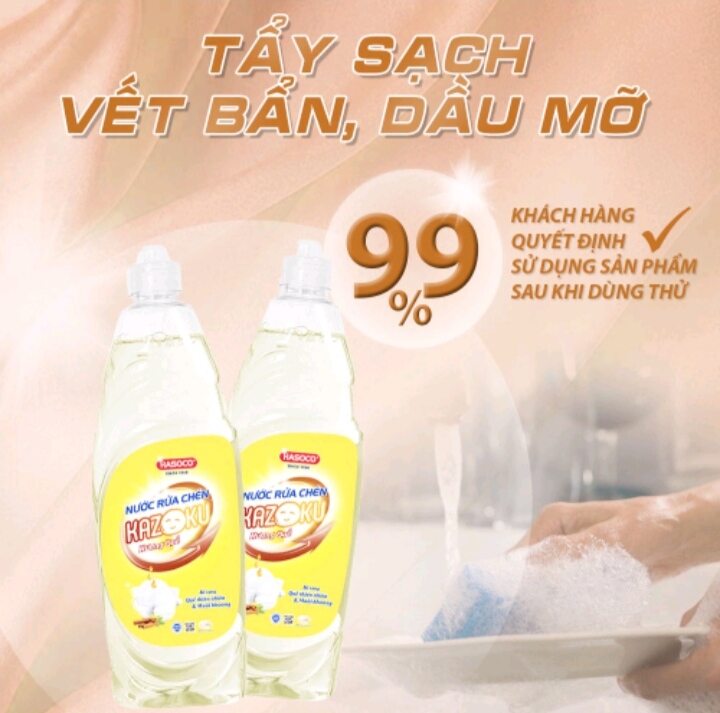 Nước rửa bát hasoco kazoku 750g, hương quế