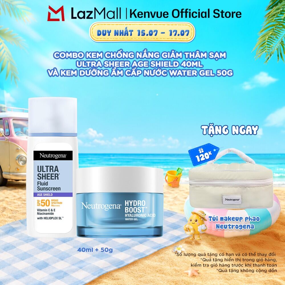 Combo Kem chống nắng Neutrogena Ultra Sheer 40ml + Kem dưỡng ẩm Water Gel 50g