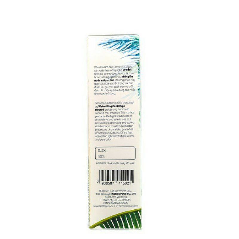 Tinh dầu dừa nguyên chất sense+ chai 100ml (date 12/2023)