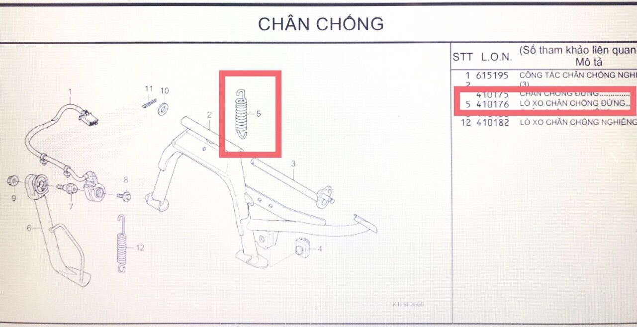 Lò xo chân chống đứng AB, VISION, PCX, Air blade