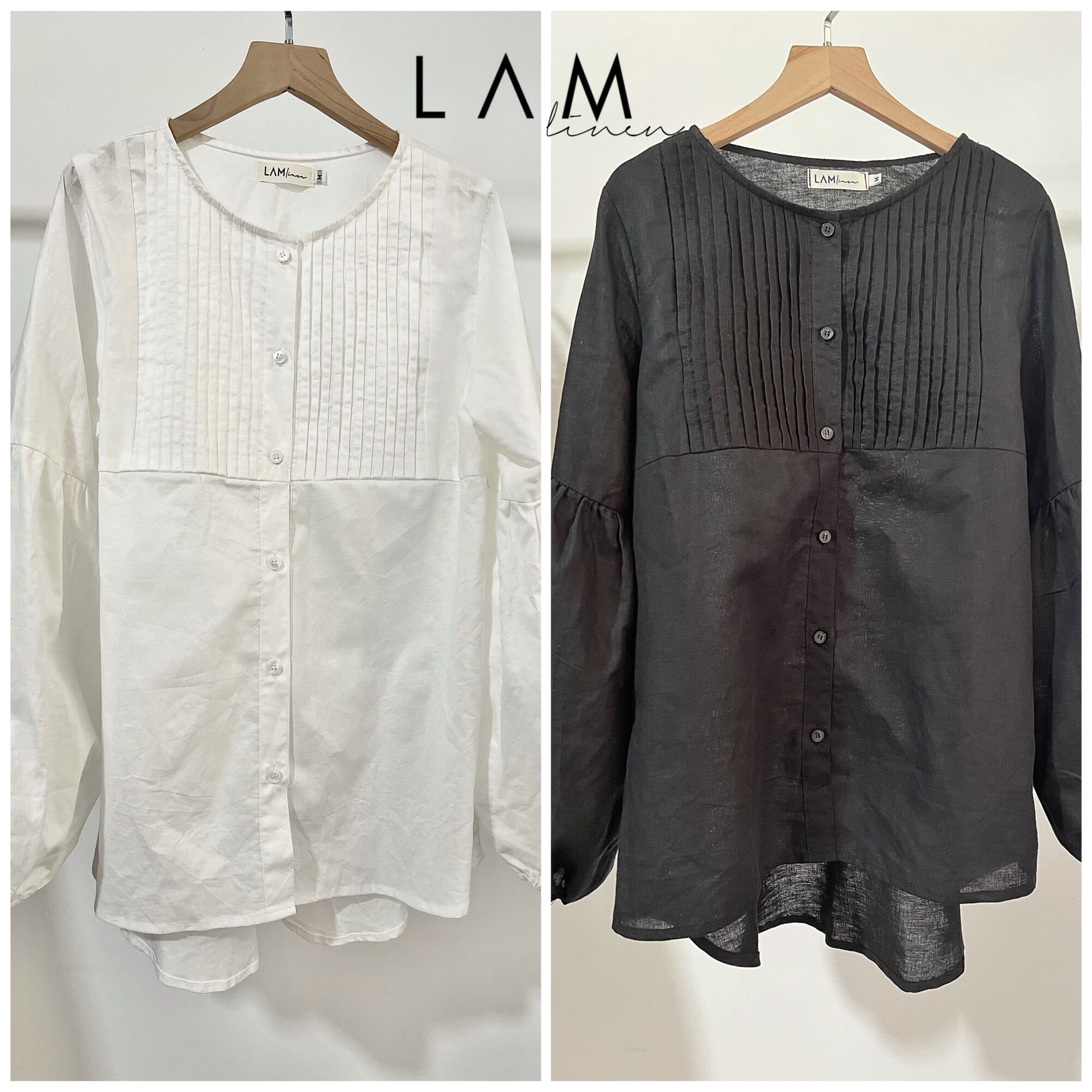 Áo tay phồng vải Linen cao cấp