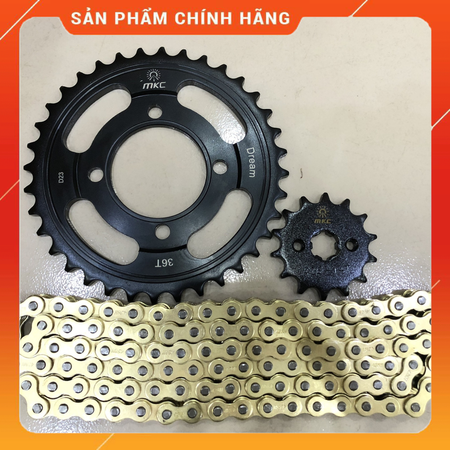 Nhông sên dĩa dream, wave 50cc nhông dĩa đen - sên vàng
