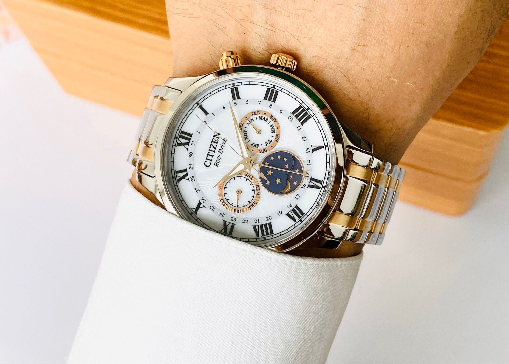 [Tặng Gói Bảo Hàng Vàng] ĐỒNG HỒ NAM CHÍNH HÃNG Citizen AP1054-80A Eco-Drive MULTI FUNCTION MoonPhase