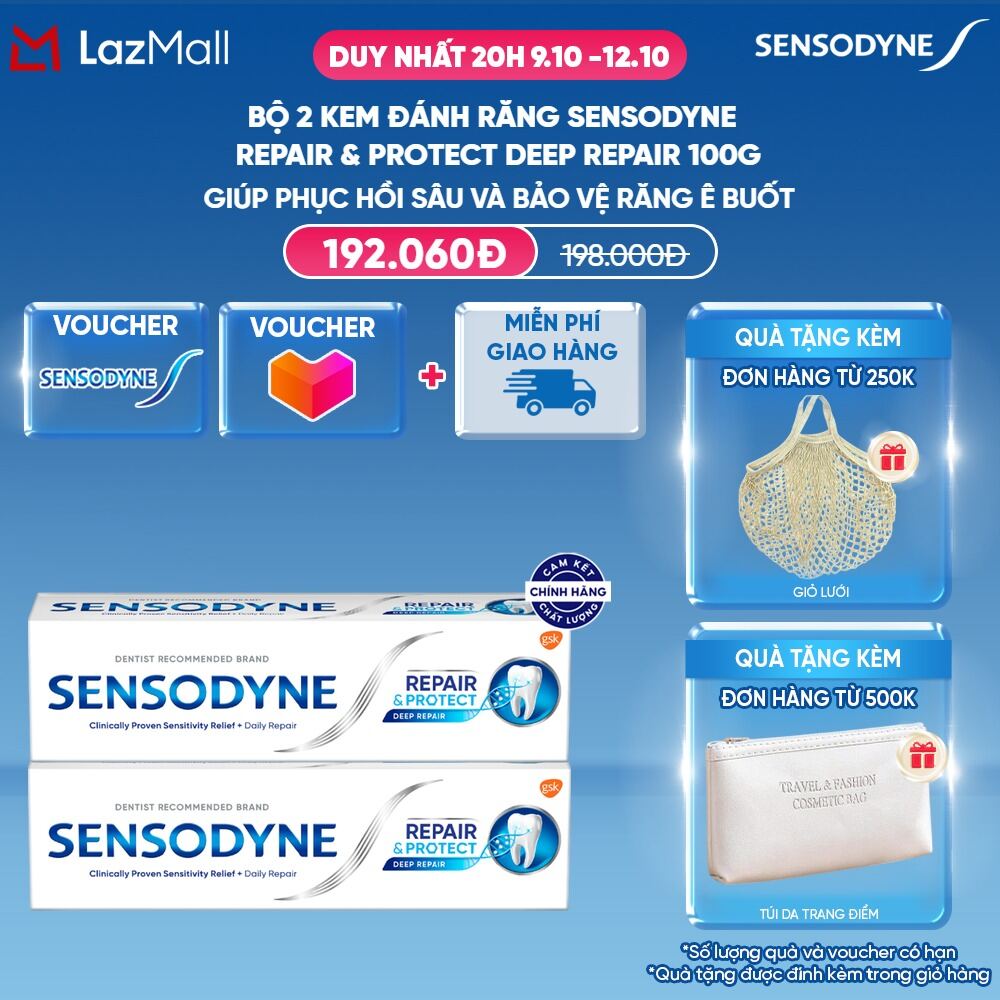Bộ 2 Kem đánh răng SENSODYNE Repair & Protect Deep Repair 100g giúp phục hồi sâu và bảo vệ răng ê buốt