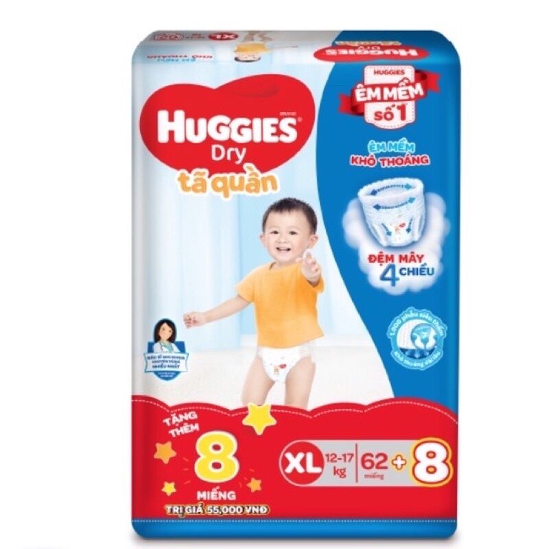 Tã bỉm quần huggies xl 62 +8 miếng