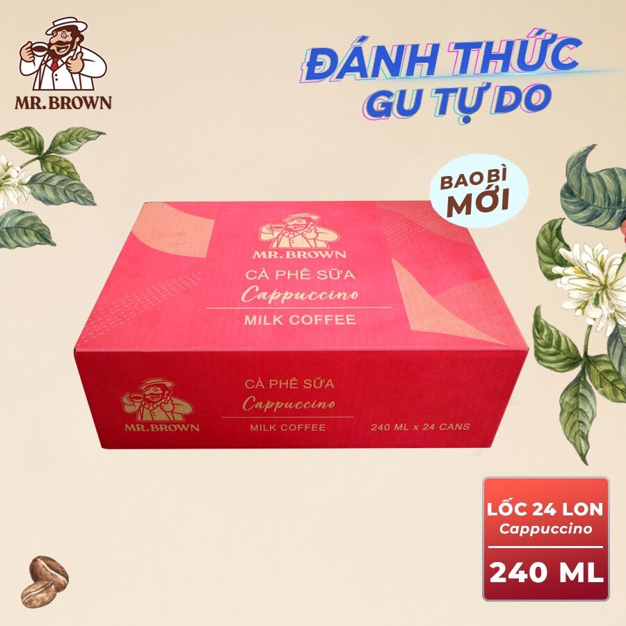 Thùng 24 lon cà phê Mr.Brown Cappuccino