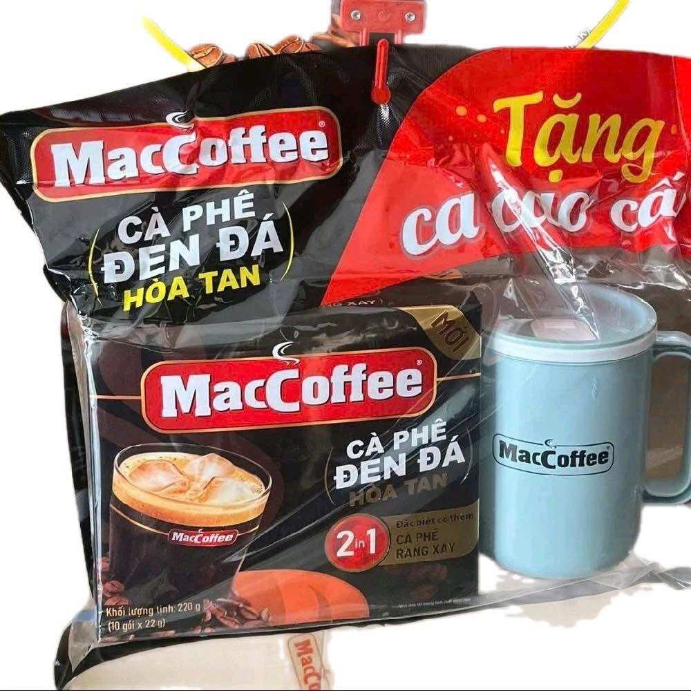 1 hộp maccoffee đen đá 10 gói tặng 1 ca nhựa giữ nhiệt