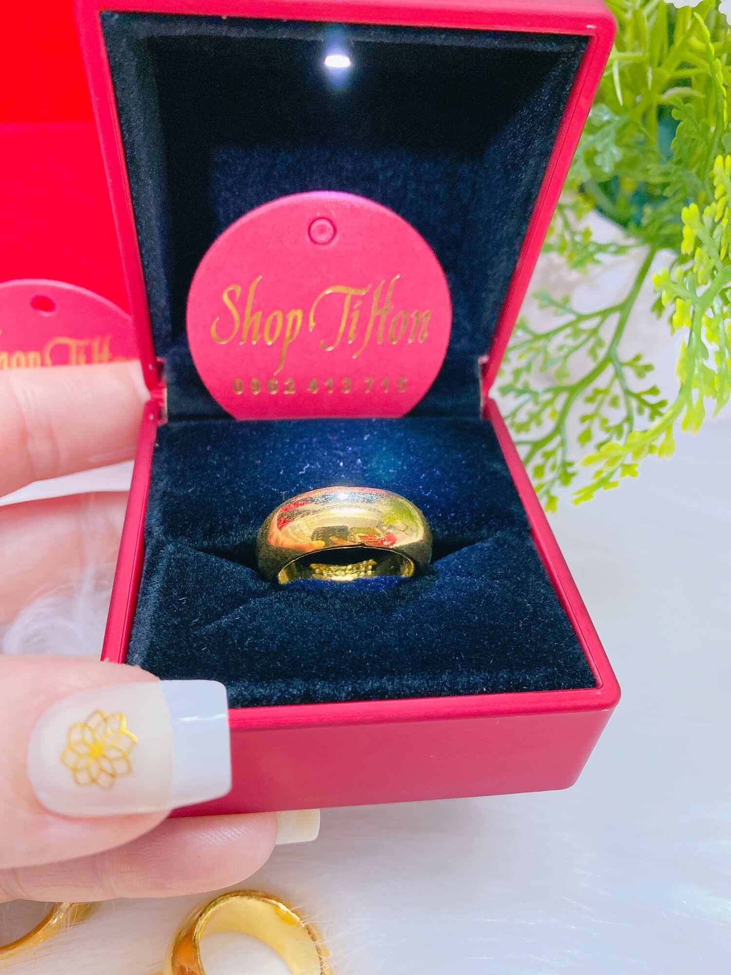 Nhẫn trơn 1 cây mạ vàng 24k in số 9999 xi cao cấp siêu bền màu. 