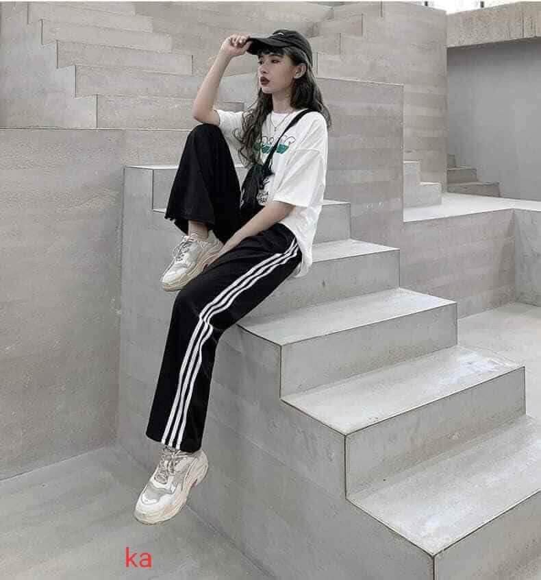 Quần 3 sọc ống rộng