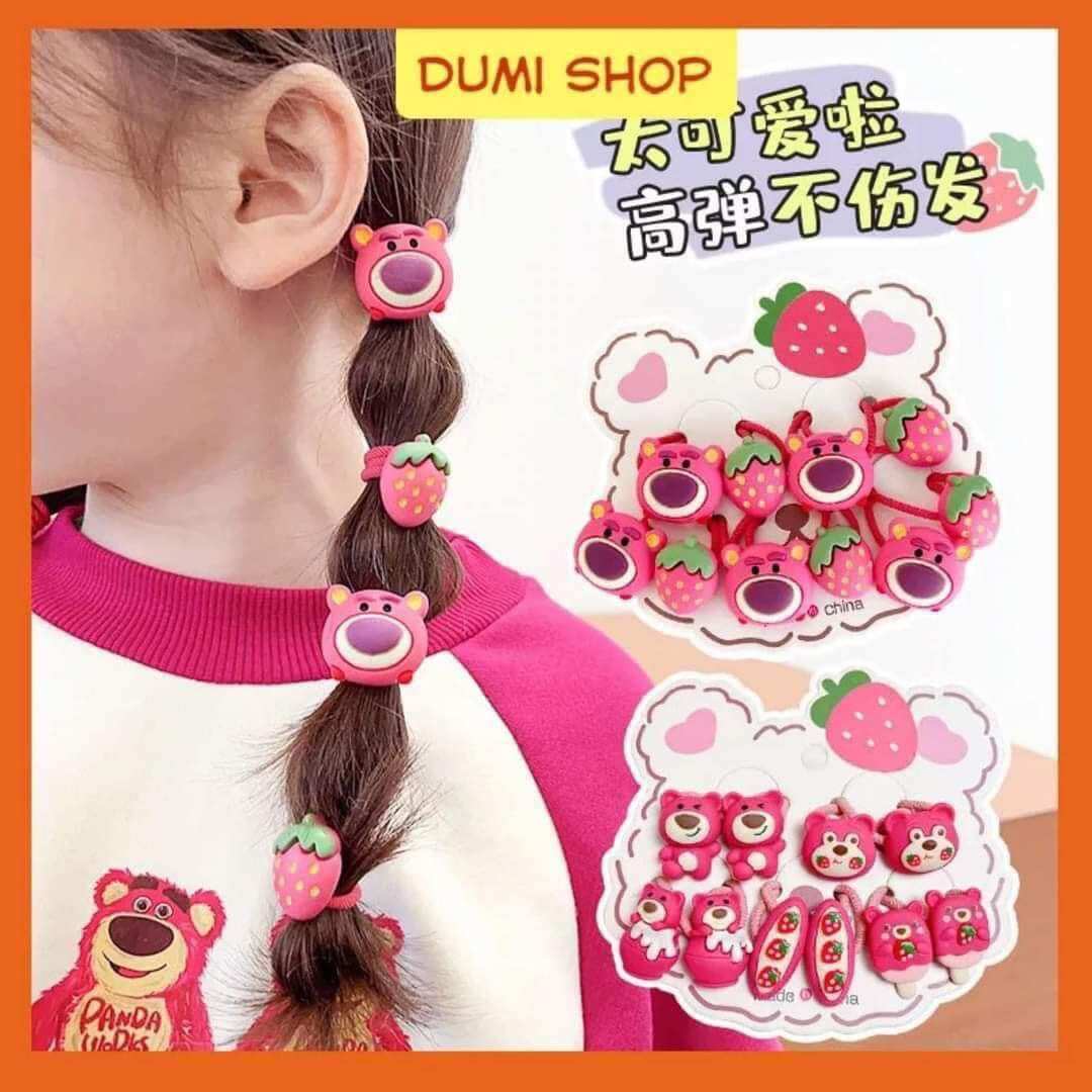 combo 10 dây cột tóc gấu dâu cho bé ( ngẩu nhiên)
