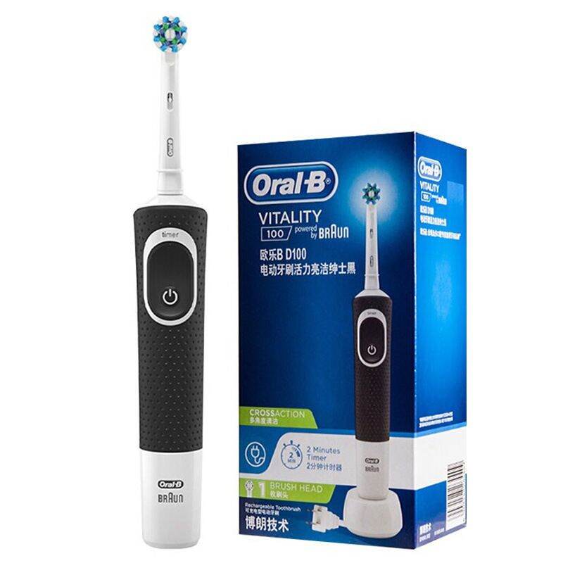 Bàn chải điện đánh răng tự động Oral B 100 chính hãng Braun làm sạch răng dành cho vị thành niên, người lớn  - màu đen