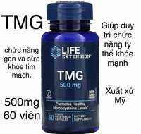 [MỸ] Viên TMG (Trimethylglycine) 500mg 60 viên liquid vegetarian Life Extension hỗ trợ chức năng gan & sức khỏe tim mạch