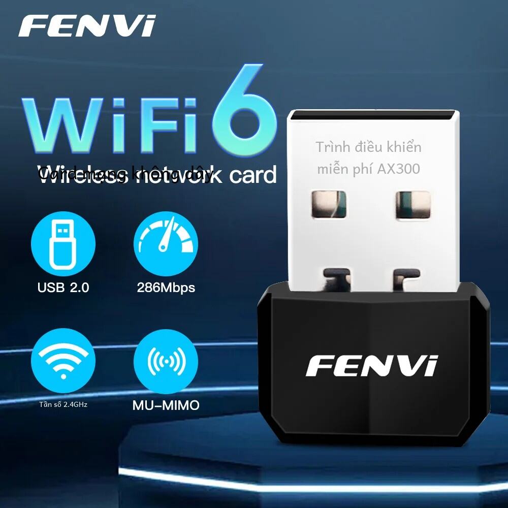 Fenvi Wifi6 USB Adapter Dongle Ax286 2.4GHz Mini Không Dây USB 2.0 Card Mạng Cho Máy Tính/Laptop Lái Xe Miễn Phí