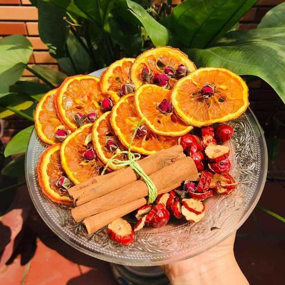 Trà Cam Quế ( hoa hồng, cam, quế cây, long nhãn, táo lát,..)