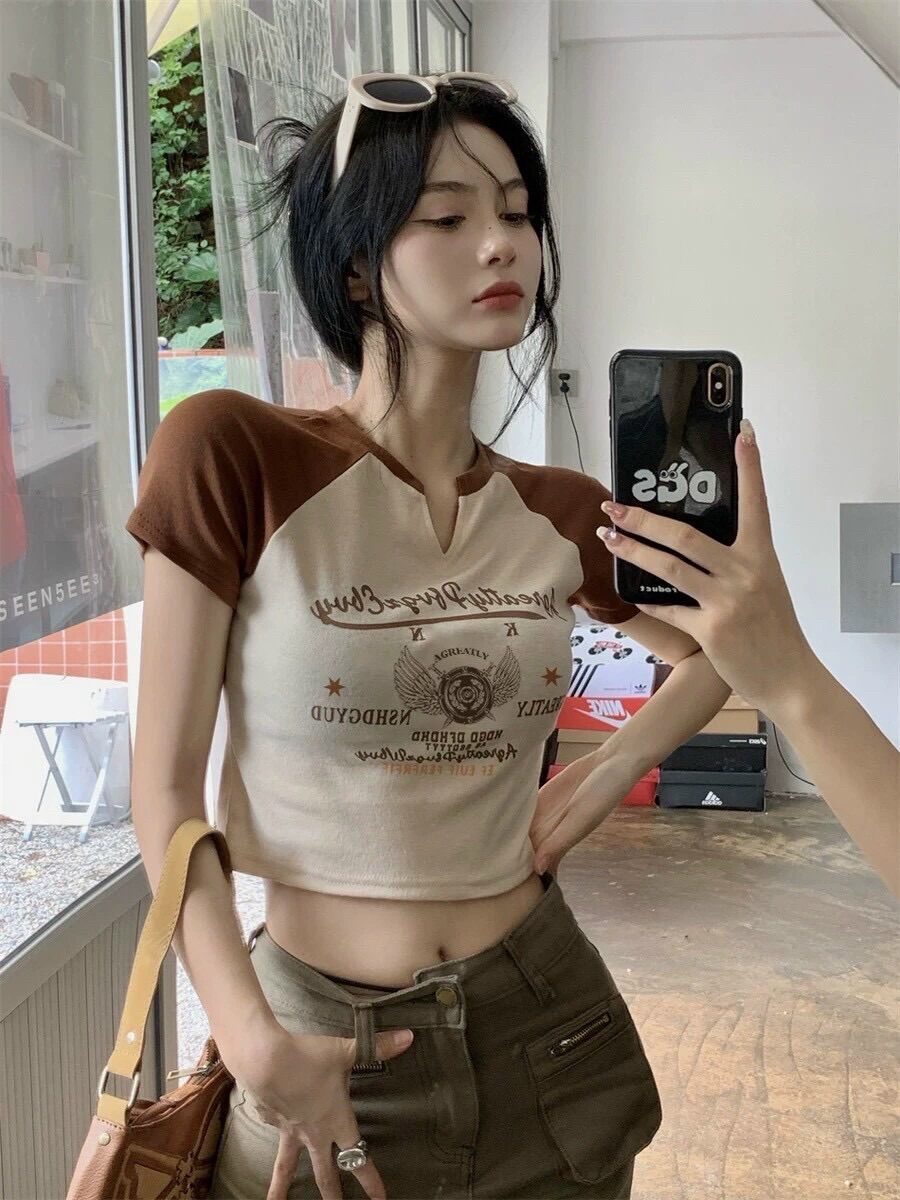Áo croptop phối tay đôi cánh BG