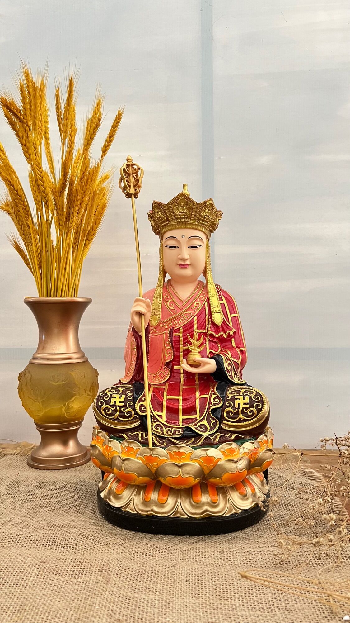 Tượng phật địa tạng vương Bồ Tát ngồi 40cm | Tượng Phật Hoa Tiên