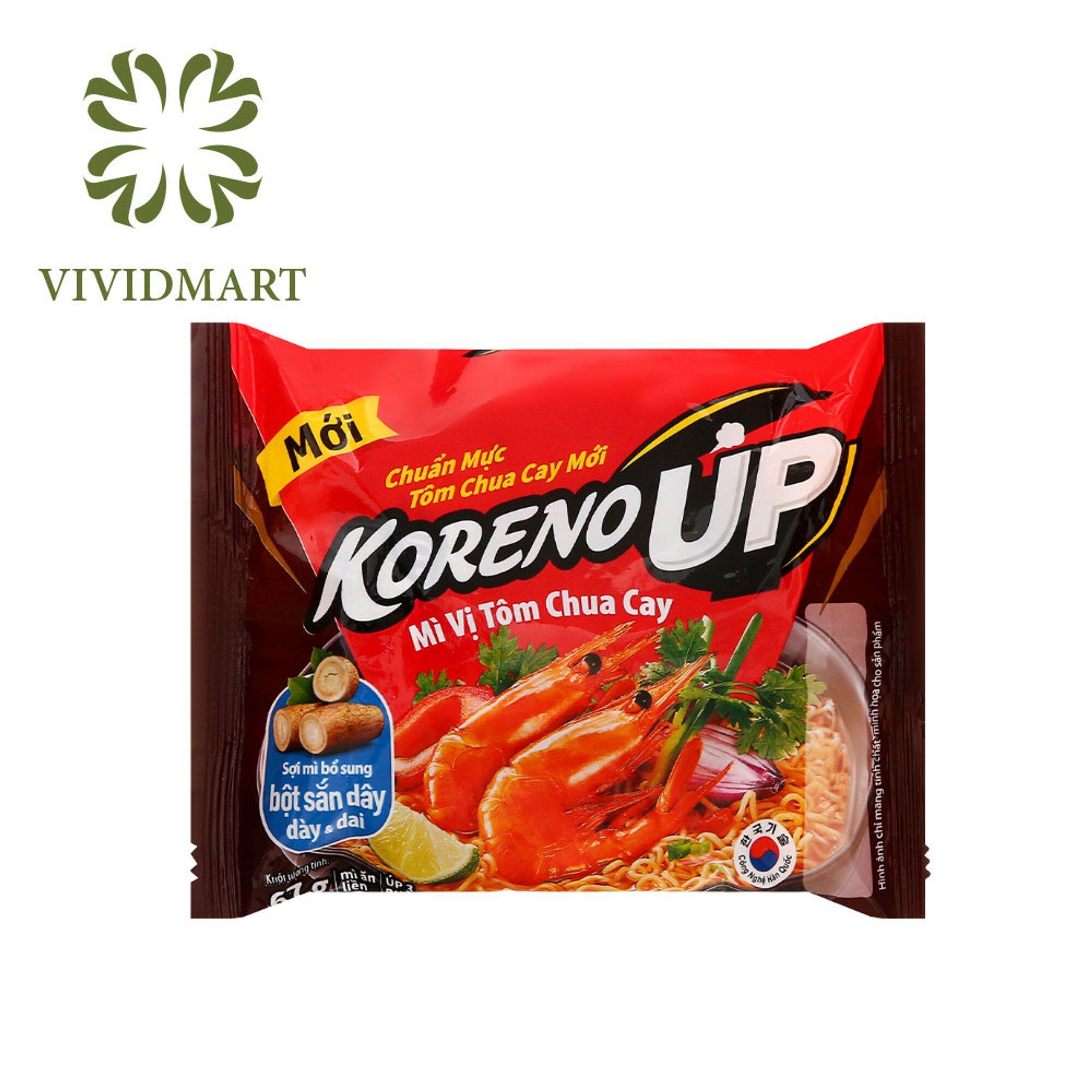 [GÓI LẺ] - PALDOVINA - Mì KorenoUp tôm chua cay - 67g/gói - Mì Koreno Up hương vị Tôm Chua Cay - Mì 