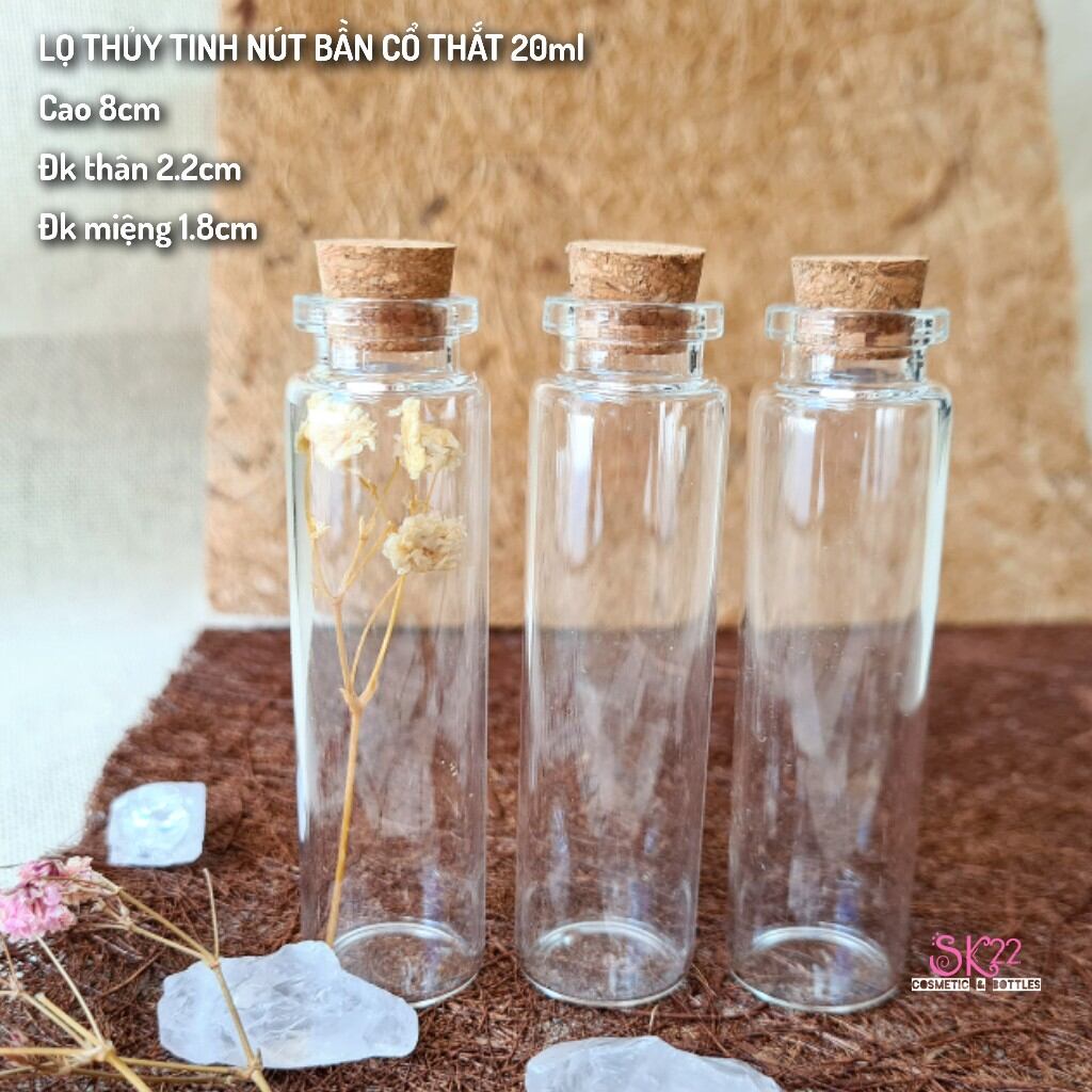 [Nhiều size]Set 3 LỌ THỦY TINH NÚT BẦN CỔ THẮT NHỎ
