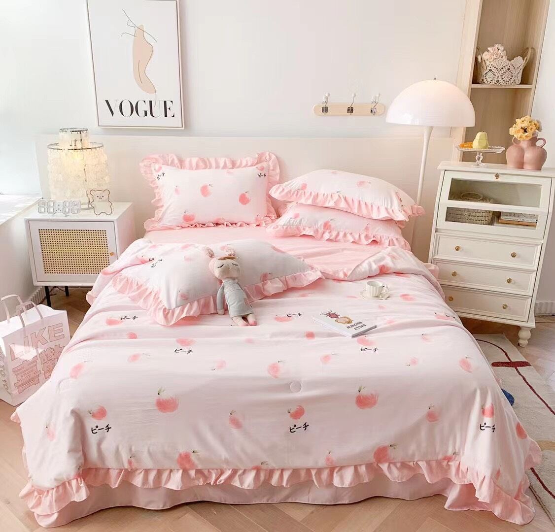 Bộ chăn ga đũi mềm viền bèo