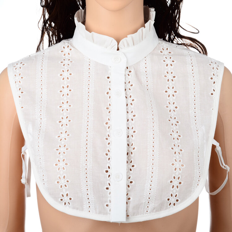 Cổ áo giả cotton thu đông áo sơ mi nữ cổ áo giả trang trí dễ phối cổ áo giả viền bèo áo sơ mi màu trắng cổ áo giả nữ