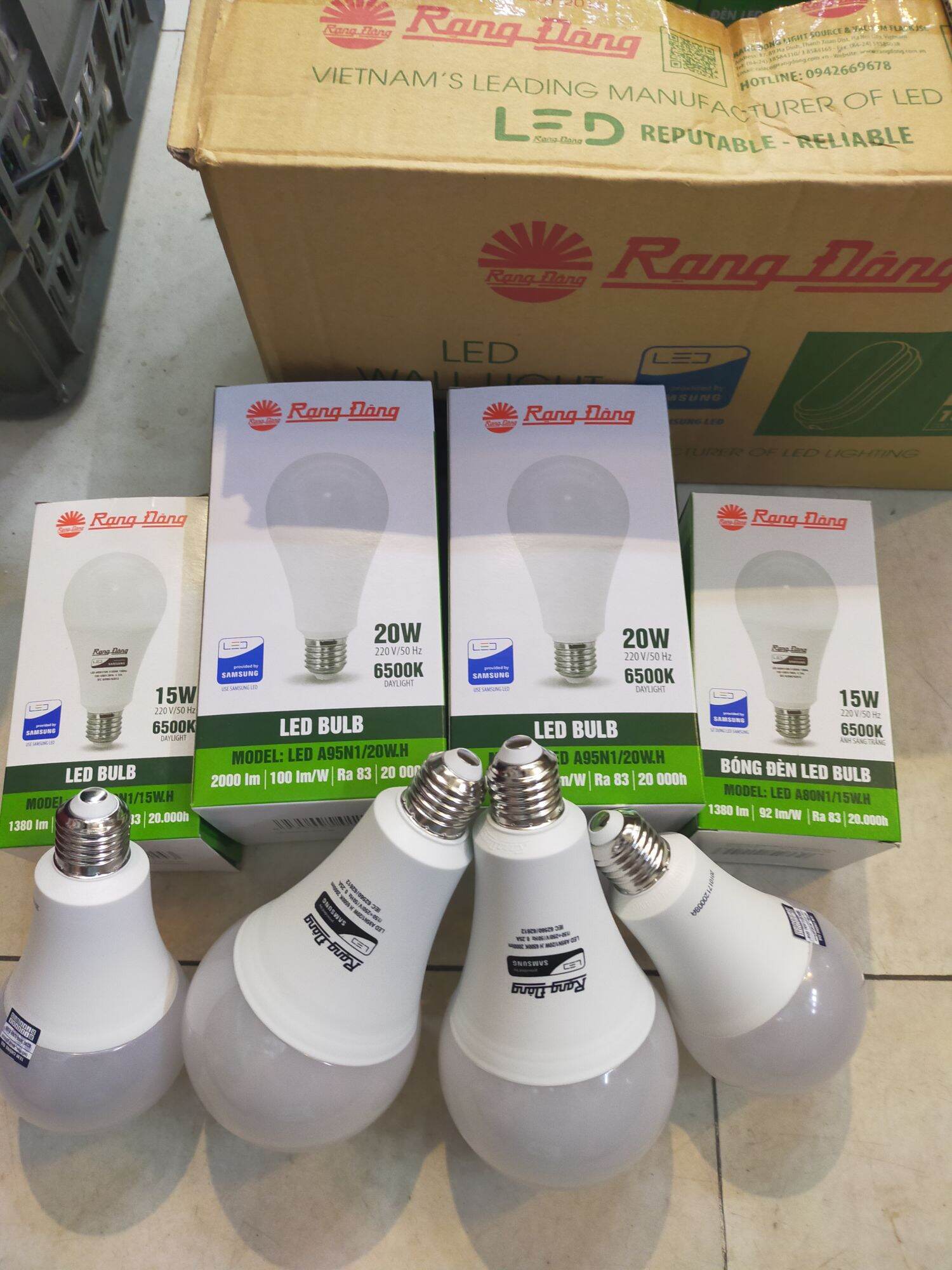 Bóng led 12w-15w-20w đui E27 thương hiệu Rạng đông chính hãng