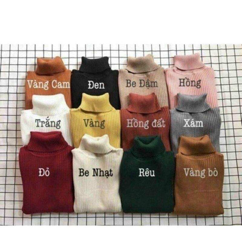 áo len tăm  cổ lọ 5cm/áp len tăm  cổ lọ 12 màu