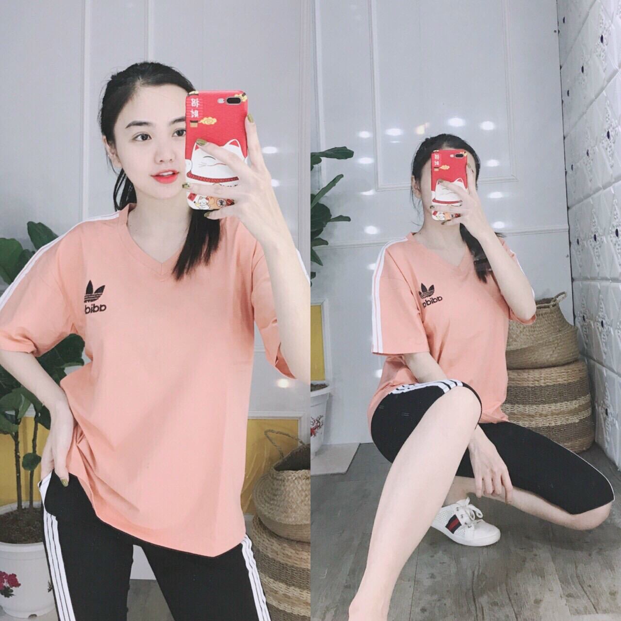 Set bộ, bộ đồ thun lửng phong cách thể thao chất vải cotton