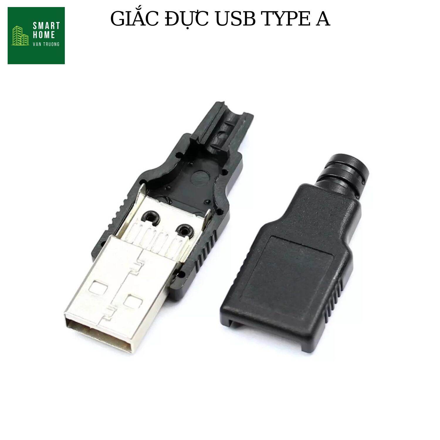 Bộ 2 jack đực usb type a chế cáp sạc