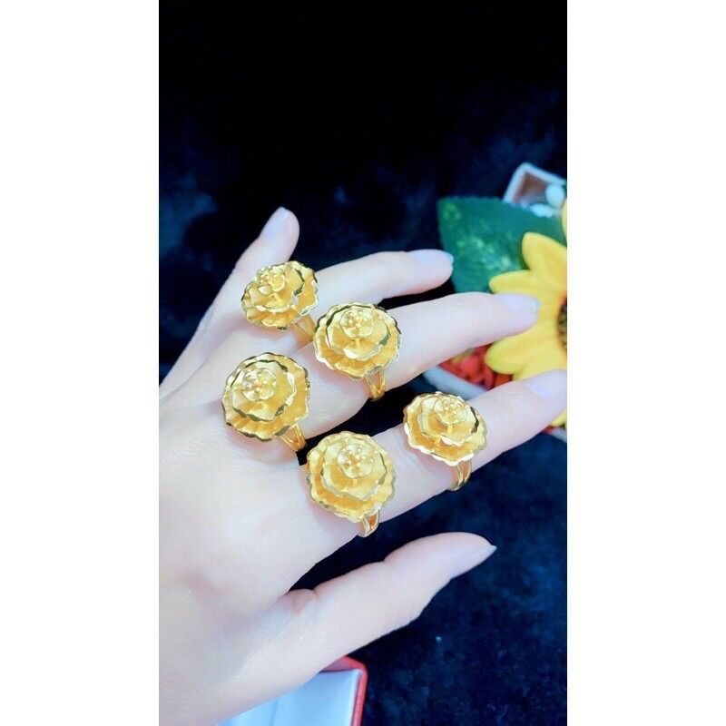 Nhẫn hoa mạ vàng 24k khắc 9999 mẫu mới về