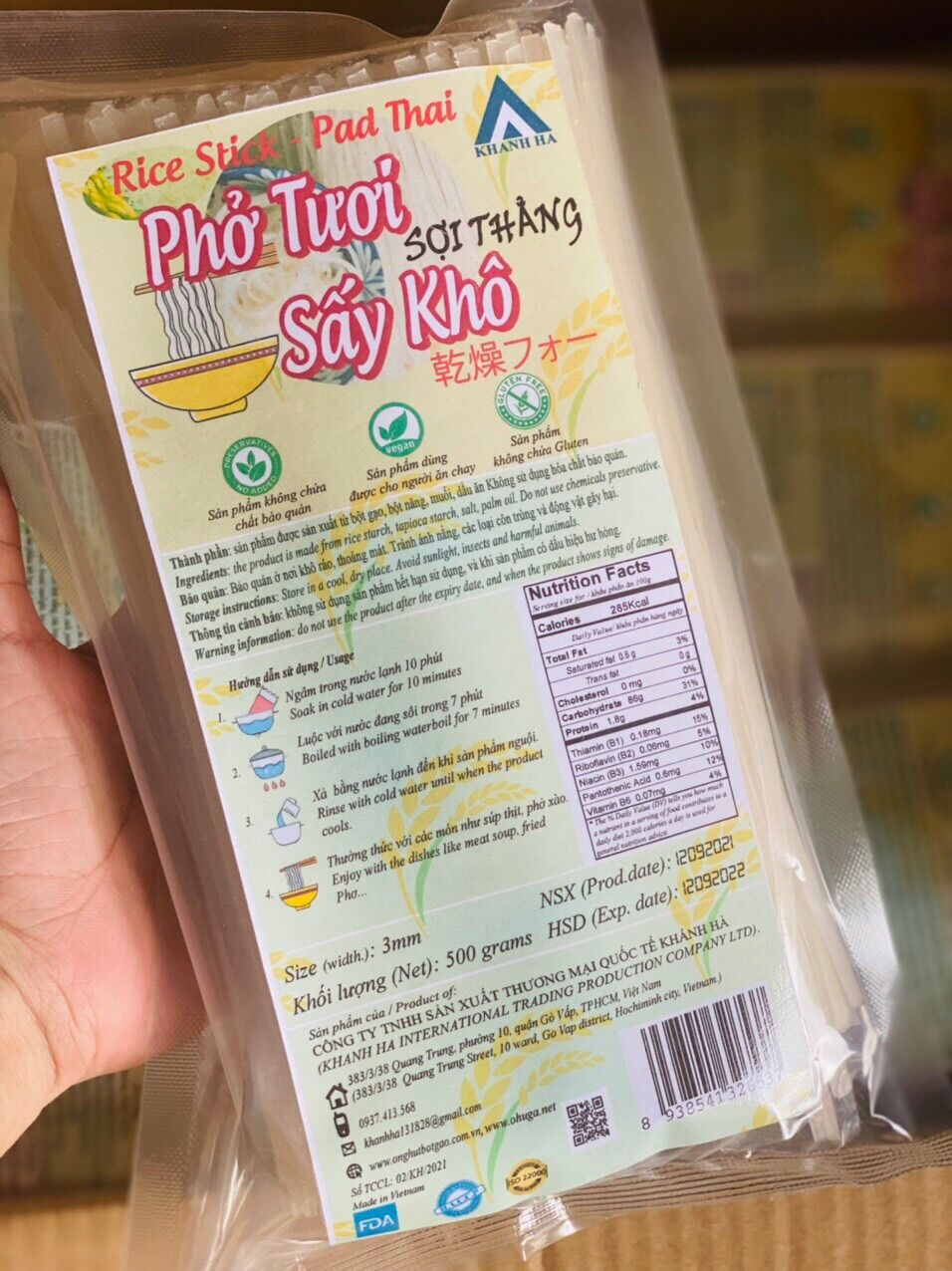 Phở tươi sấy khô sợi thẳng 500gram