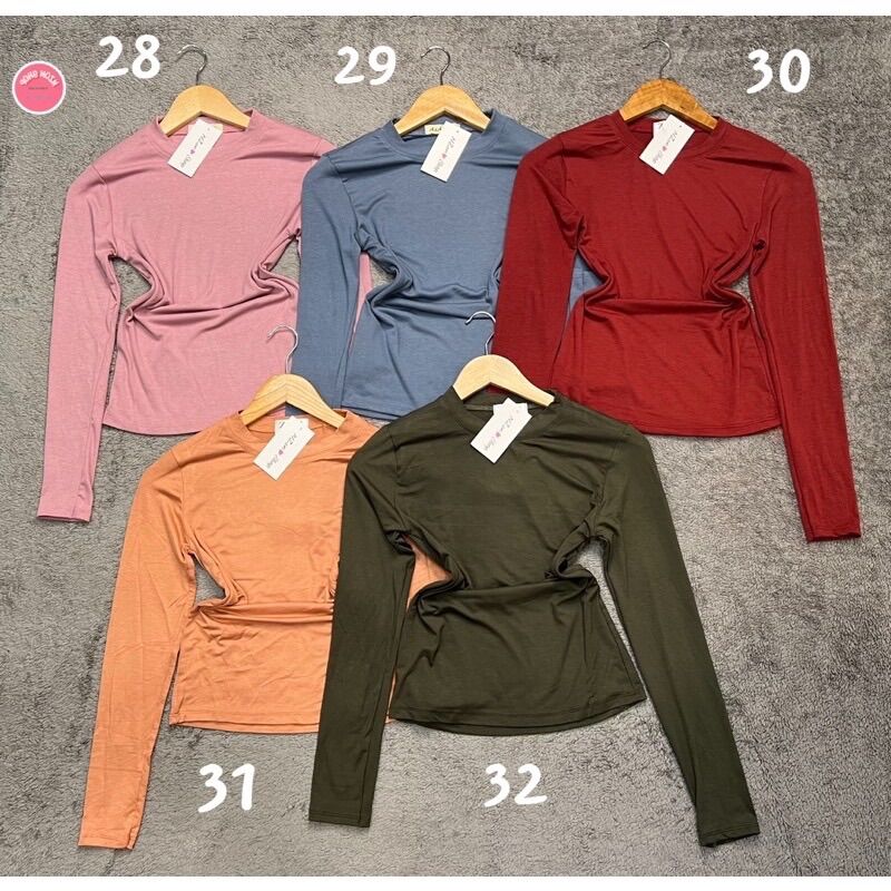Combo 3 áo thun trơn body cổ tròn tay dài