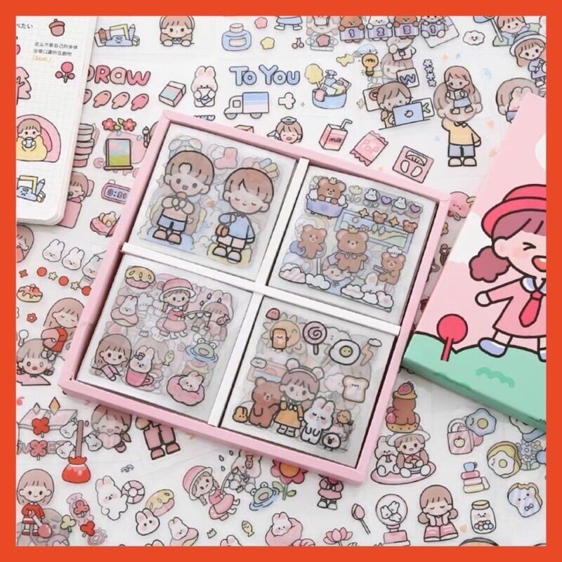 Set 10 tờ sticker hình dán dễ thương , nhiều hình