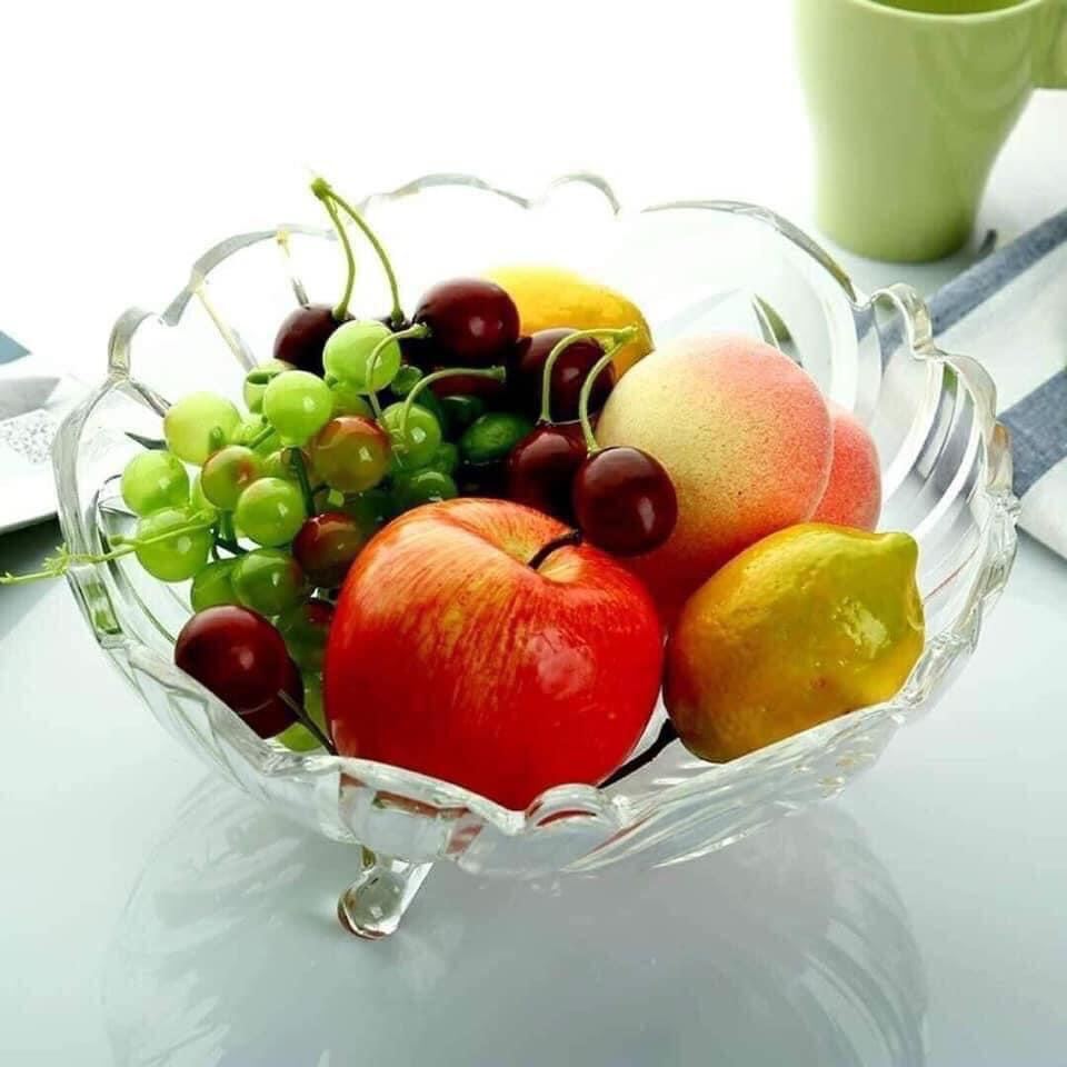 Đĩa thuỷ tinh đựng hoa quả 3 chân