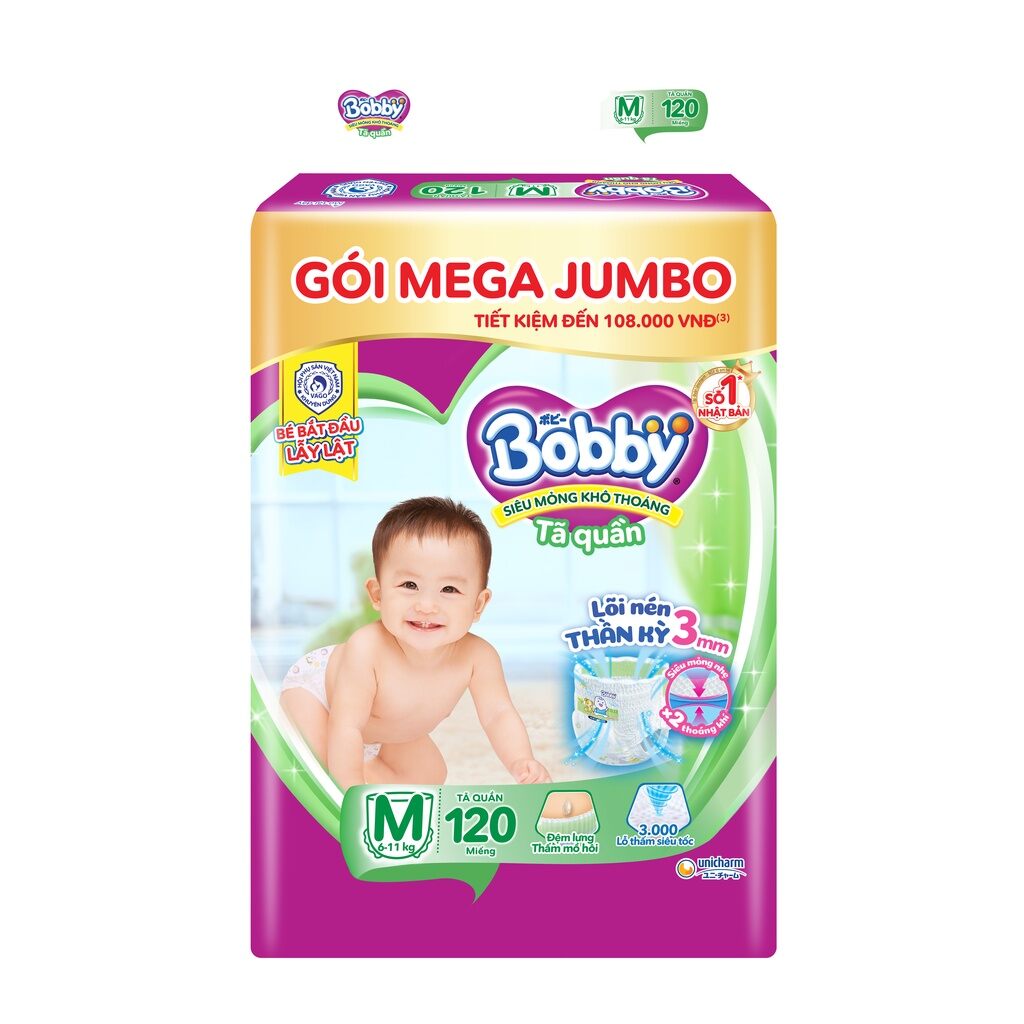 Tã quần Bobby size M 120 miếng