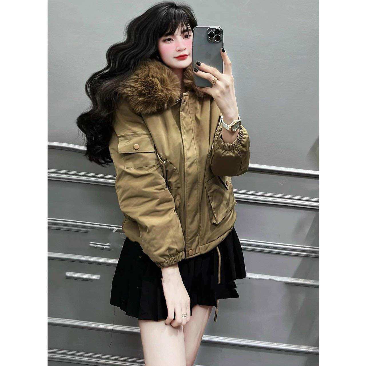 (MS2020) Áo khoác Parka lót lông- cổ lông thỏ cao cấp