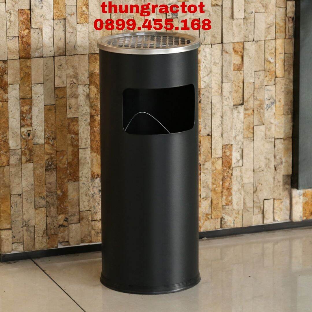 Thùng rác inox có gạt tàn