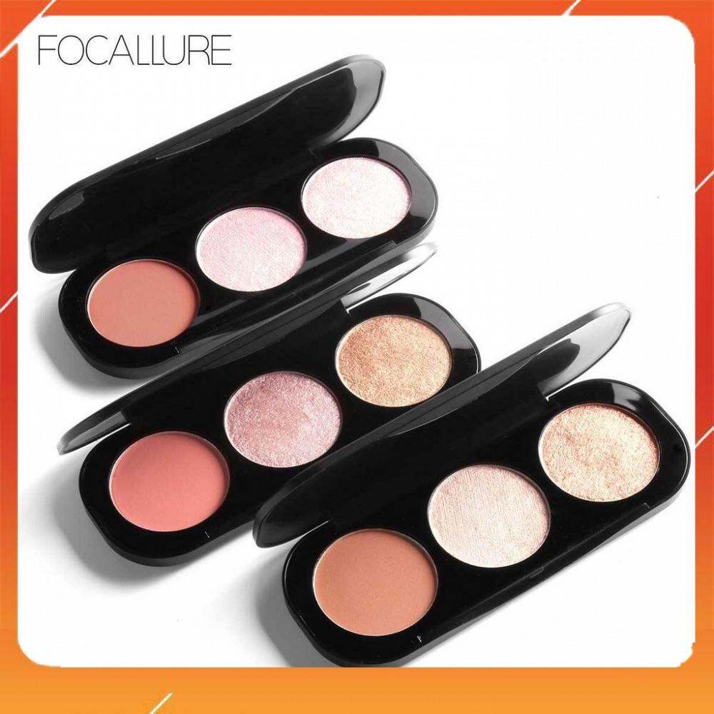 Bảng phấn bắt sáng và má hồng FOCALLURE 3 màu trang điểm tiện dụng