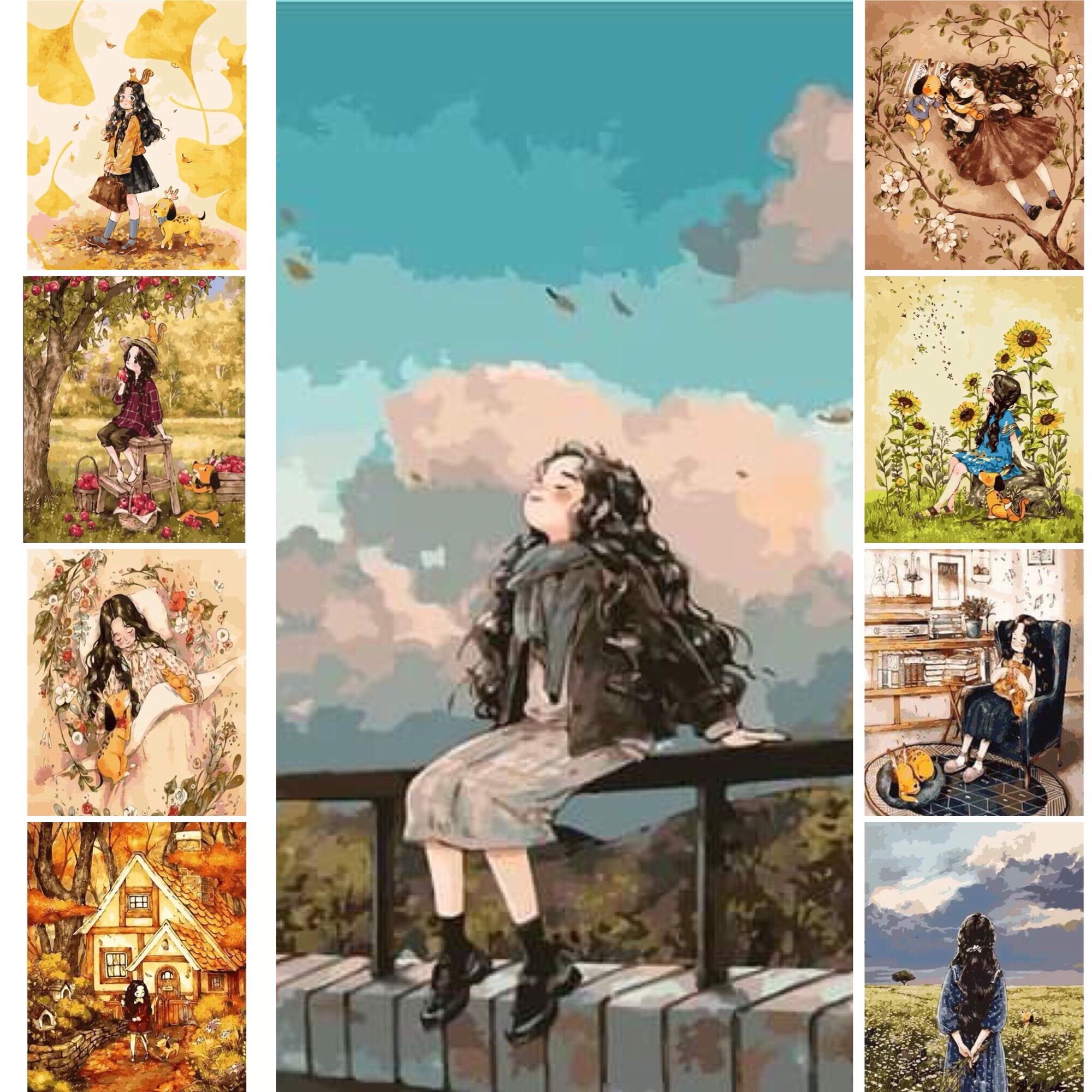 Tranh sơn dầu số hoá - Cô gái tóc xoăn 2