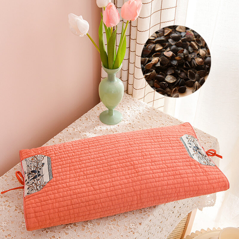 Gối bảo vệ cổ kiều mạch gối dân gian hàn quốc vỏ gối cotton cho người lớn hàng chính hãng ruột gối kiểu hàn quốc một người gối ngủ trưa thấp