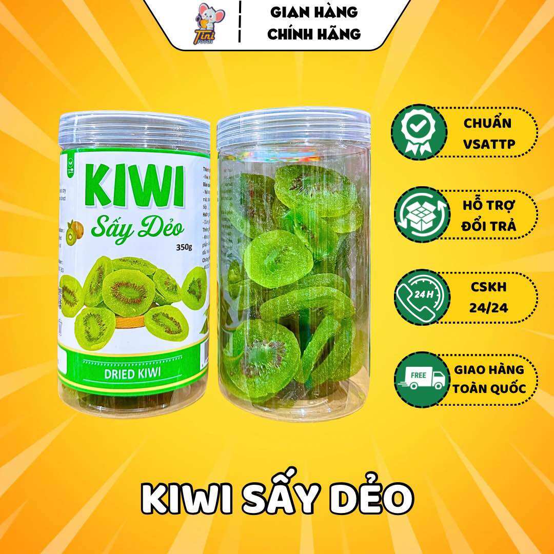 Mứt kiwi sấy dẻo thơm ngon - lon 350g - đồ ăn vặt