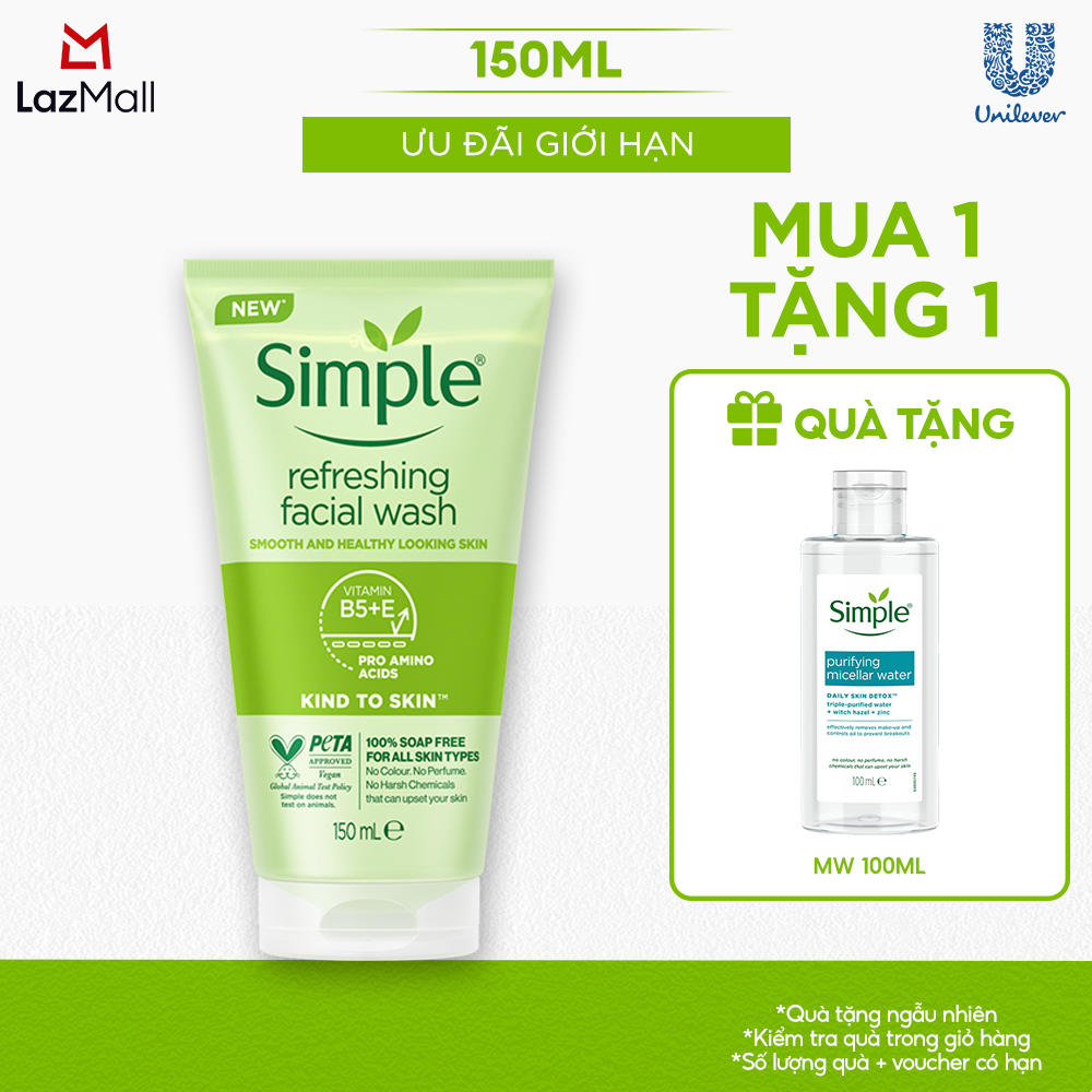 Sữa Rửa Mặt Simple lành tính và hiệu quả cho mọi loại da 150ml