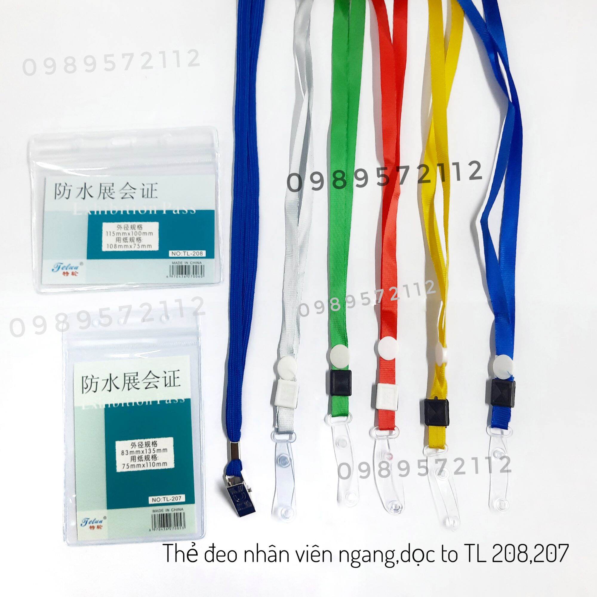 Thẻ đeo nhân viên ngang dọc TL208,207 (50 bộ, dây + mặt thẻ).