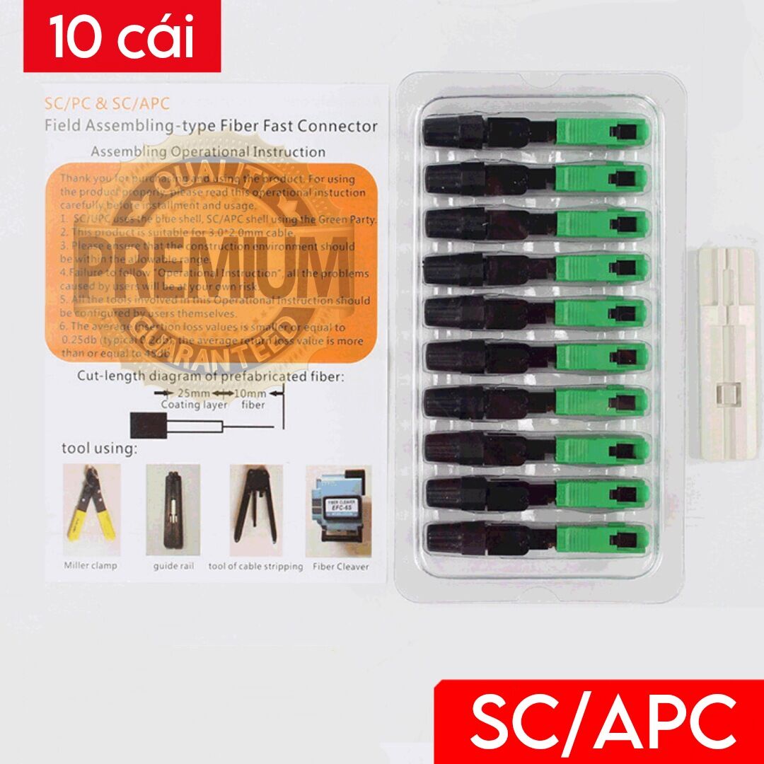 Vỉ 10 đầu nối quang nhanh ftth fast connector sc-apc