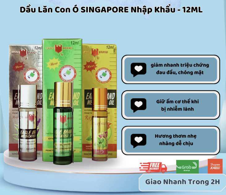 Dầu gió Singapore dạng lăn chai 12ml của Mỹ