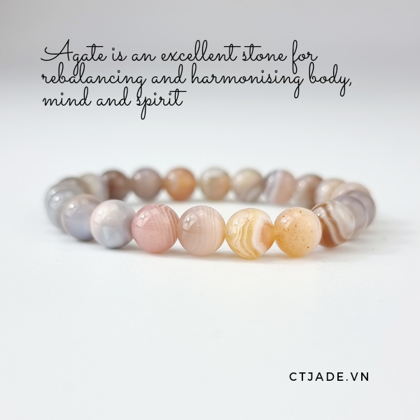 [HCM]1911069 Trang sức đá phong thủy hộ mệnh bình an, đá mã não thiên nhiên Agate CTjade