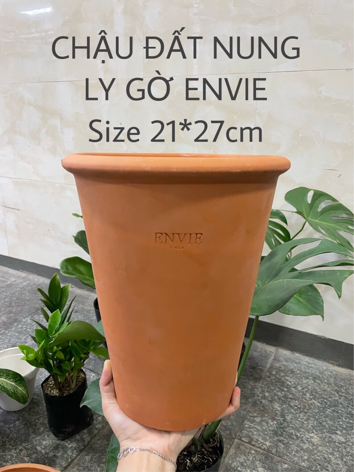 Chậu đất nung ly gờ envie hàng xuất khẩu, ,chậu trồng cây, trang trí nội thất, cây tươi nguyên